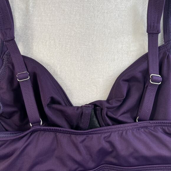 Lands End Sz 2 Tankini Top Swimsuit Underwire Purple Twist Front Adjustable Swim - Picture 7 of 11